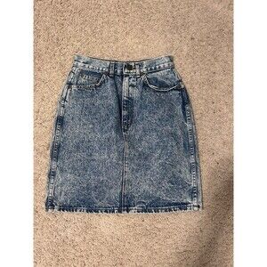 Vintage Chic Stone Washed Maxi Denim Skirt Made in USA Size 9